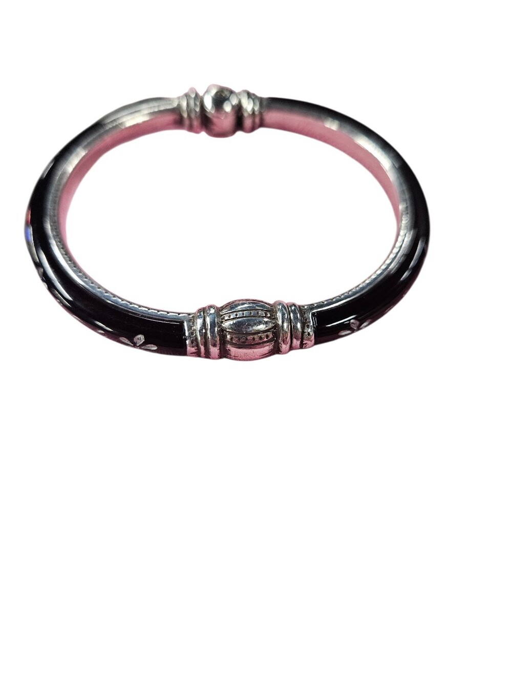 Brighton Black Enamel Hinged Bracelet Vintage